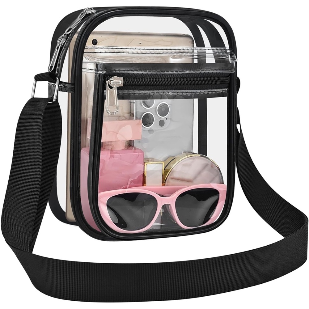 Clear Stadium Crossbody Bag with Black Trim